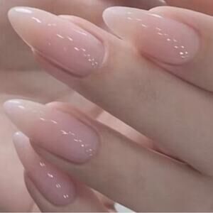 Almond Shape Press On Nails 25 pc Set Medium Length Oval Natural Look with Glue